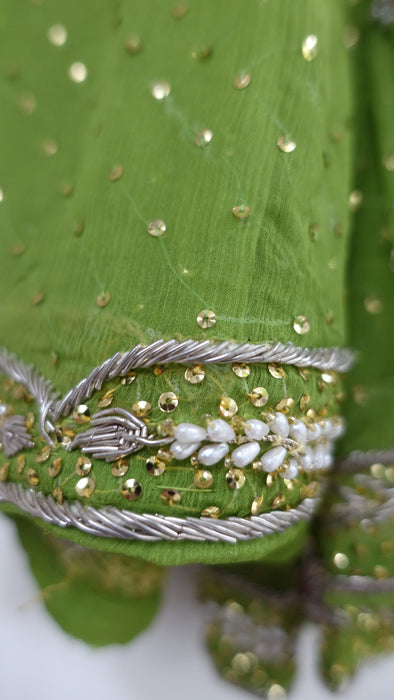 Green Vintage Chiffon Dupatta - Preloved