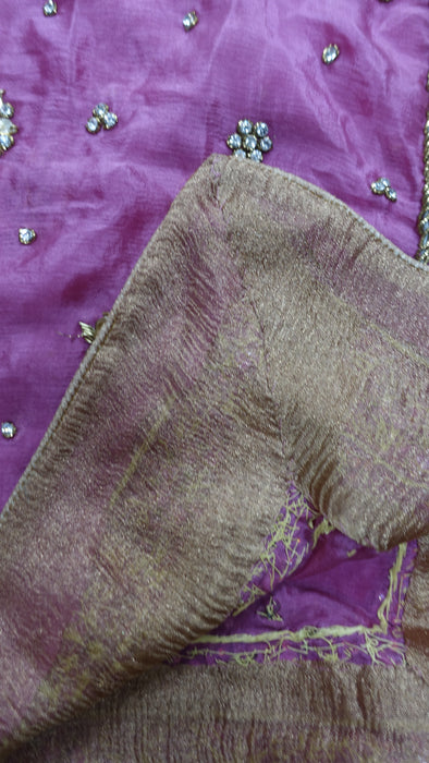 Dusky Pink Silk With Heavy Border Dupatta - New