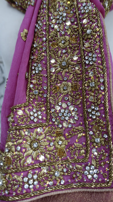 Dusky Pink Silk With Heavy Border Dupatta - New