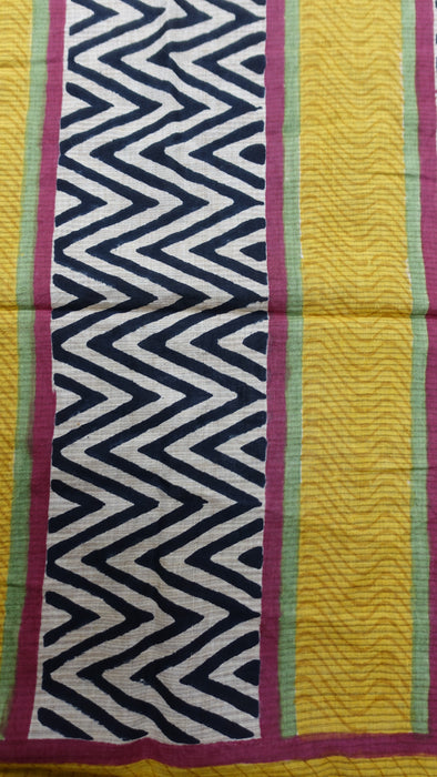 Black And Mustard Printed Cotton - New