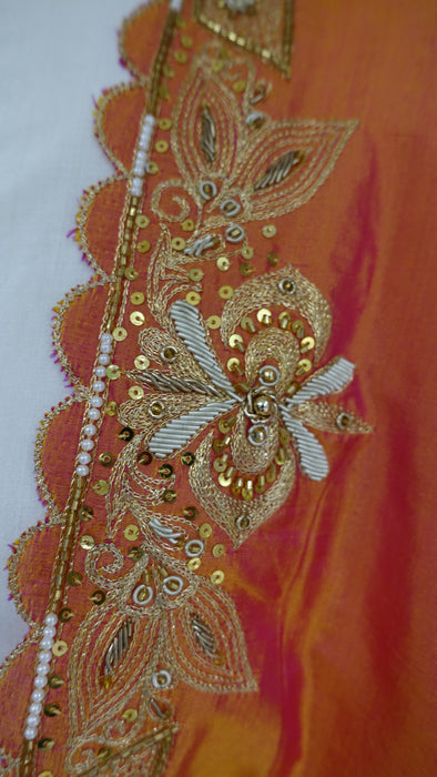 Vintage Peach Silk Embellished Dupatta - New