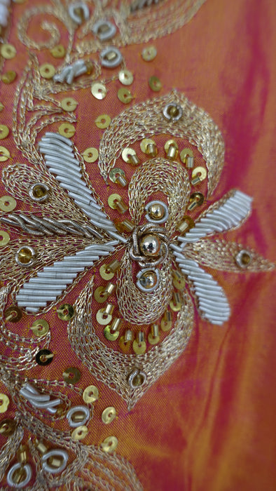 Vintage Peach Silk Embellished Dupatta - New