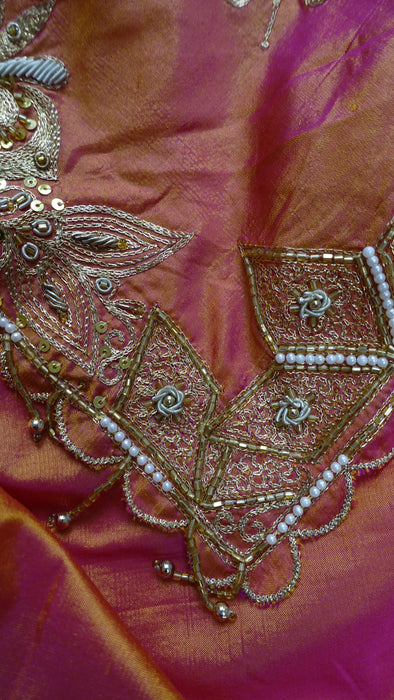 Vintage Peach Silk Embellished Dupatta - New