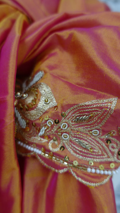 Vintage Peach Silk Embellished Dupatta - New