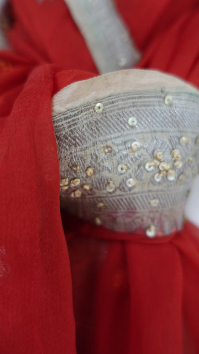 Coral Silk Chiffon Dupatta- New