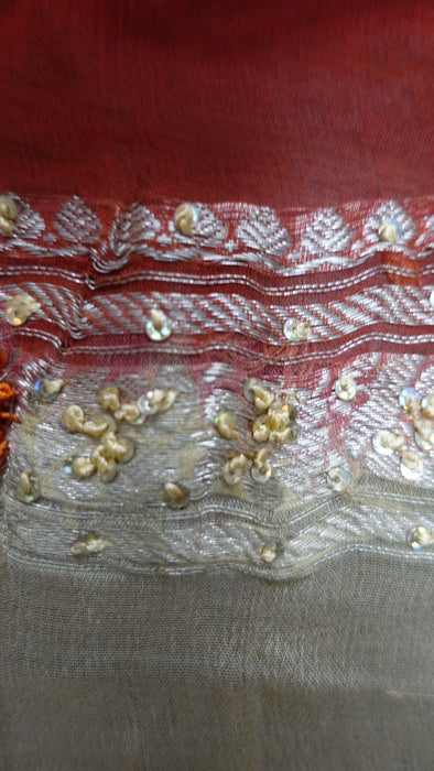 Coral Silk Chiffon Dupatta- New