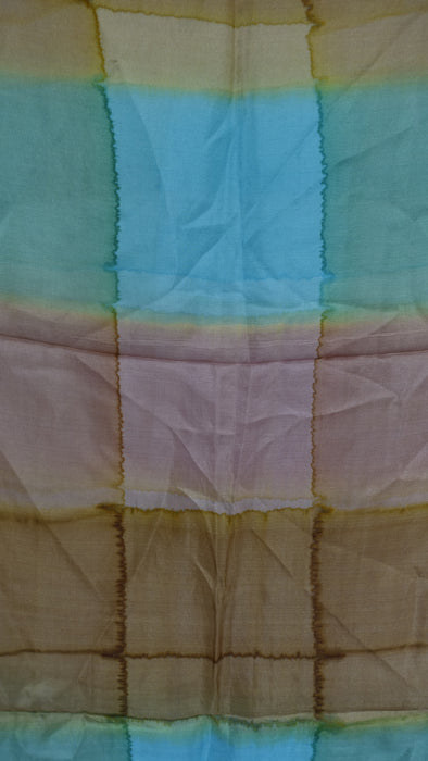Blue, Beige And Pink  Silk Scarf