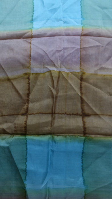 Blue, Beige And Pink  Silk Scarf