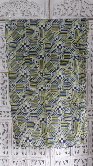 Green Handloom Geometric Silk Square Scarf