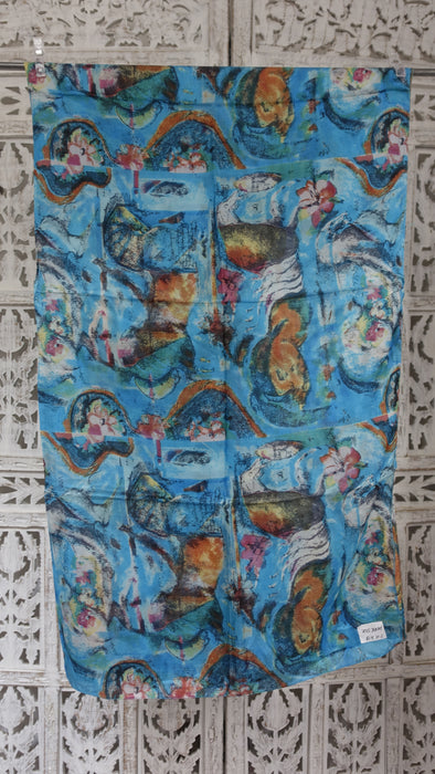 Blue Handloom Silk Square Scarf