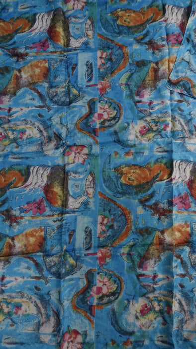 Blue Handloom Silk Square Scarf