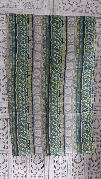 Green Stripe Handloom Geometric Silk Square Scarf