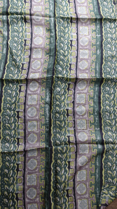 Green Stripe Handloom Geometric Silk Square Scarf