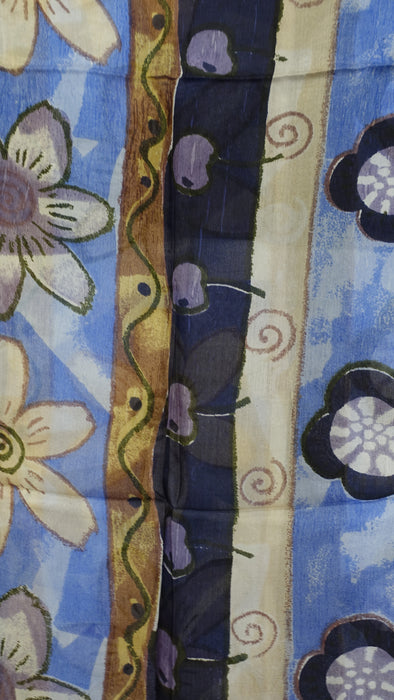 Blue Handloom Geometric Silk Square Scarf