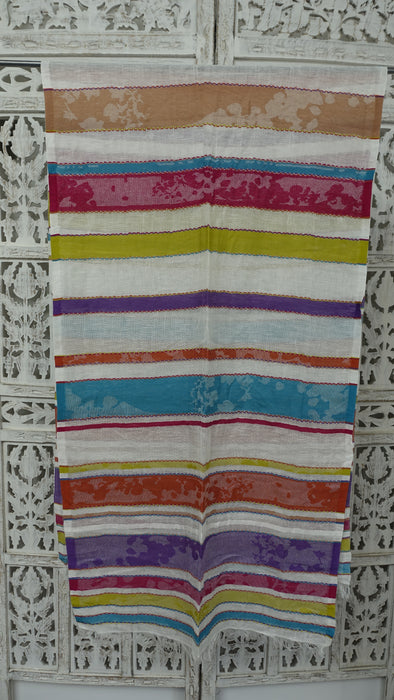 Bright Stripe Long Cotton Weave Hands And Looms Scarf