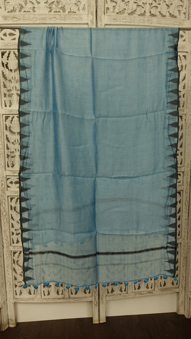 Sky Blue Cotton Weave Long Cotton Weave Hands And Looms Scarf