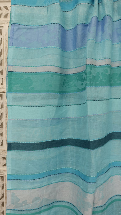 Aqua Blue  Long Cotton Weave  Hands And Looms Scarf