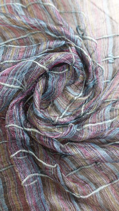 Multicoloured Silk Slub Sheer Hands And Looms Scarf