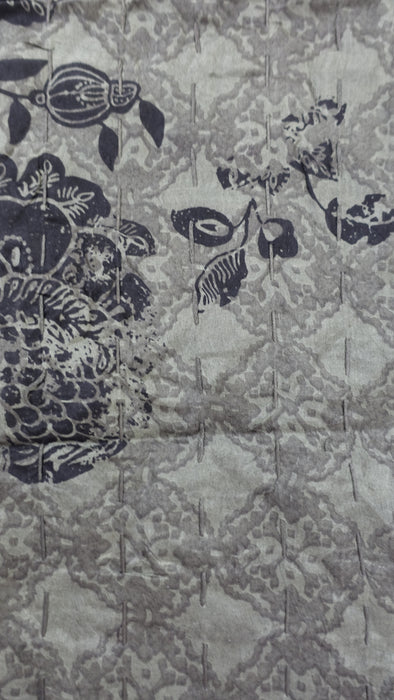 Olive Green And Silver Pure Silk Panels Hand Stitched Scarf