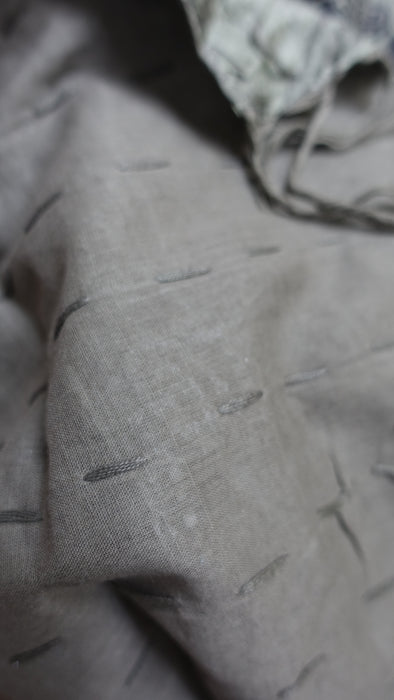 Olive Green And Silver Pure Silk Panels Hand Stitched Scarf