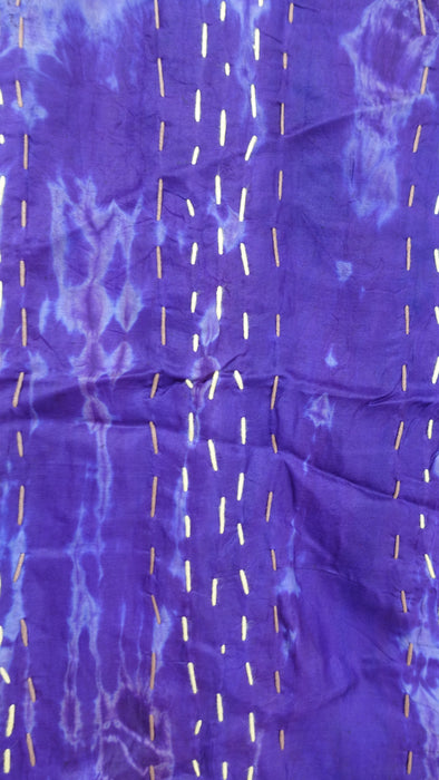 Purple Pure Silk Panels Hand Stitched Scarf