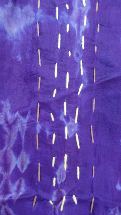 Purple Pure Silk Panels Hand Stitched Scarf