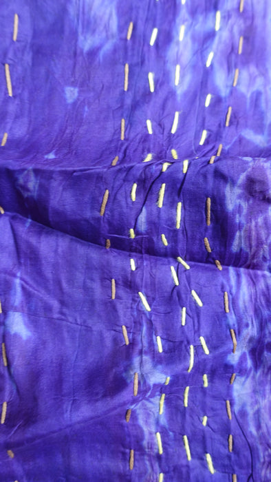 Purple Pure Silk Panels Hand Stitched Scarf