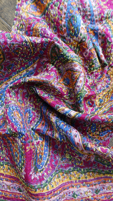 Printed Paisley Double Sided Silk Scarf
