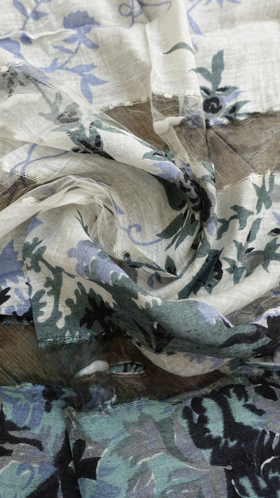 White, Blue And Grey Hands And Looms Scarf