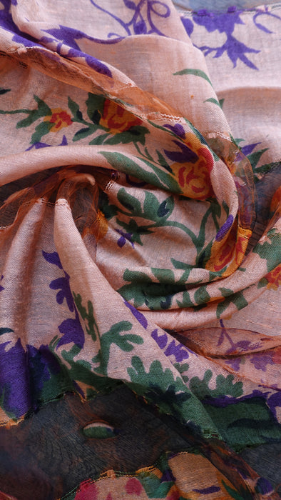 Peach Pure Silk Hands And Looms Scarf
