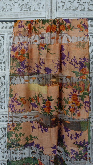 Peach Pure Silk Hands And Looms Scarf