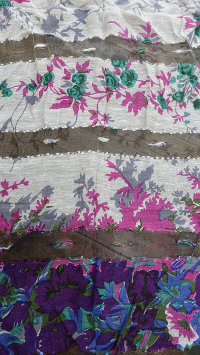 Pink And White Pure Silk Hands And Looms Scarf