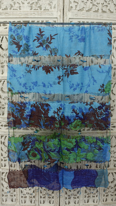 Blue Pure Silk Hands And Looms Scarf