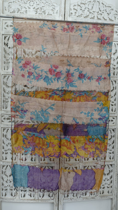 Blush, Blues And Amber Pure Silk Hands And Looms Scarf
