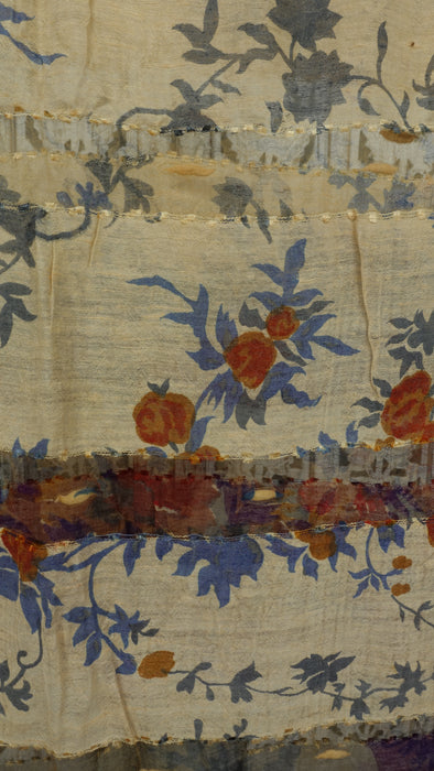 Beige Purple And Grey  Pure Silk  Hands And Looms Scarf