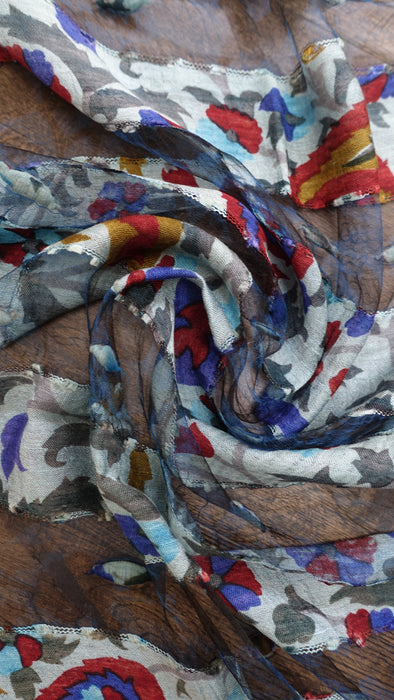 Multicoloured Paisley Silk Printed Scarf - New