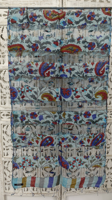 Multicoloured Paisley Sheer Silk Voile Printed Scarf - New