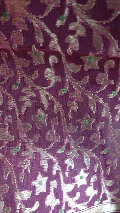 Vintage Pink Banarsi Weave Voile Wedding Dupatta- New