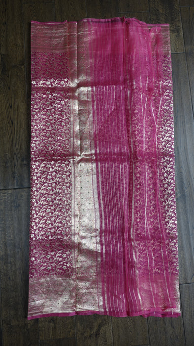 Vintage Pink Banarsi Weave Voile Wedding Dupatta- New