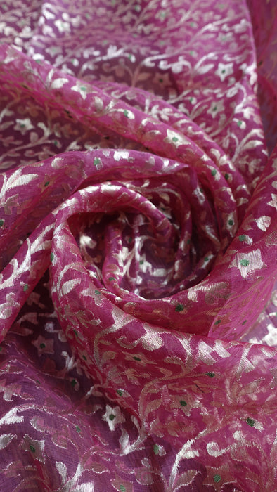 Vintage Pink Banarsi Weave Voile Wedding Dupatta- New