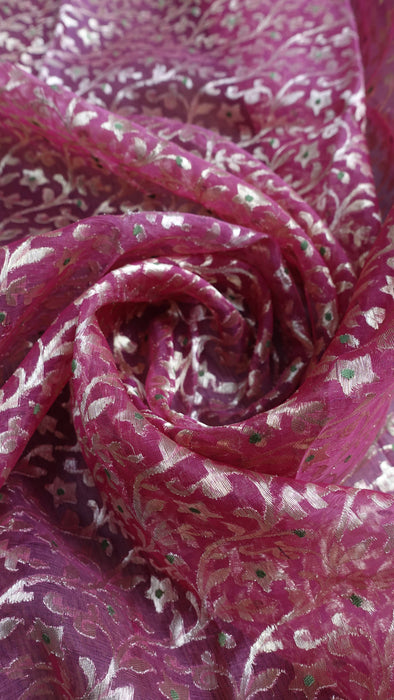 Vintage Pink Banarsi Weave Voile Wedding Dupatta- New