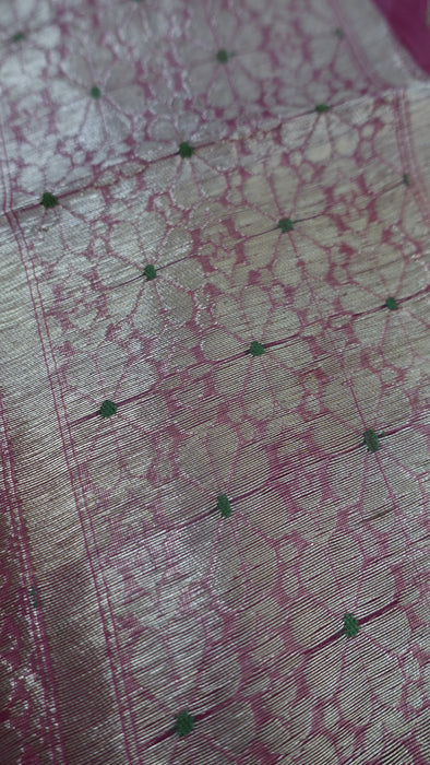 Vintage Pink Banarsi Weave Voile Wedding Dupatta- New