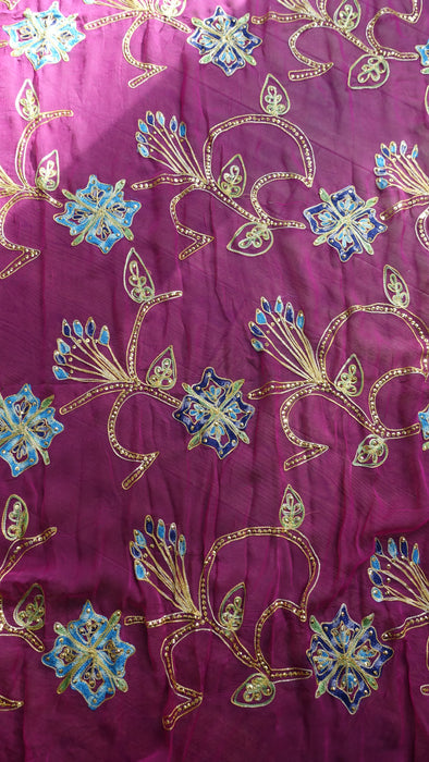 Pink Vintage Chiffon Embroidered Dupatta - New