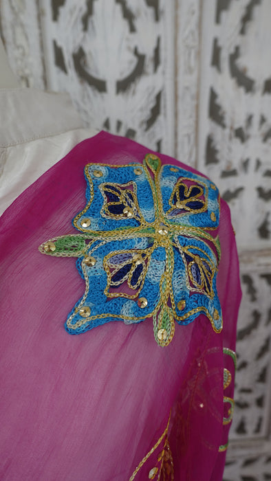 Pink Vintage Chiffon Embroidered Dupatta - New