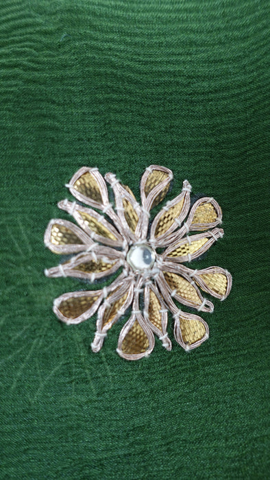 Green Crushed Silk Dupatta With Gota Patti - New