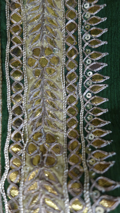 Green Crushed Silk Dupatta With Gota Patti - New