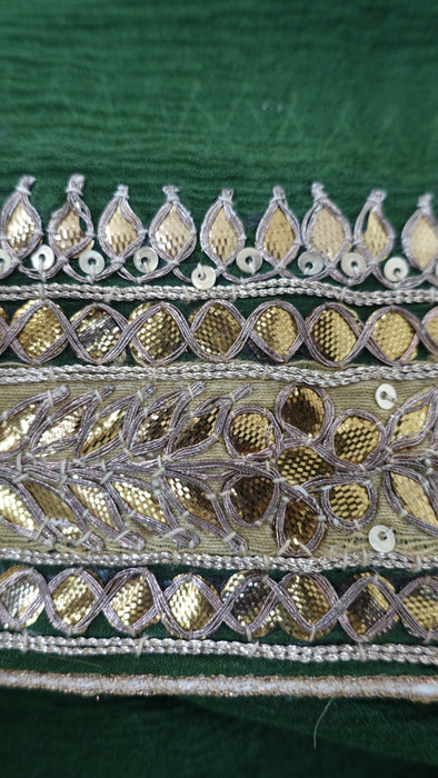 Green Crushed Silk Dupatta With Gota Patti - New