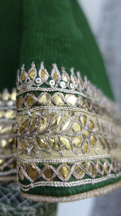 Green Crushed Silk Dupatta With Gota Patti - New