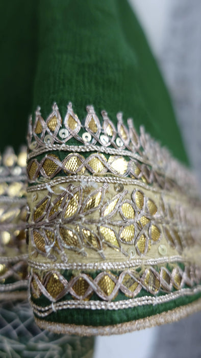 Green Crushed Silk Dupatta With Gota Patti - New