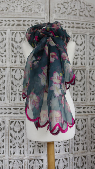 Floral Voile Dupatta - New